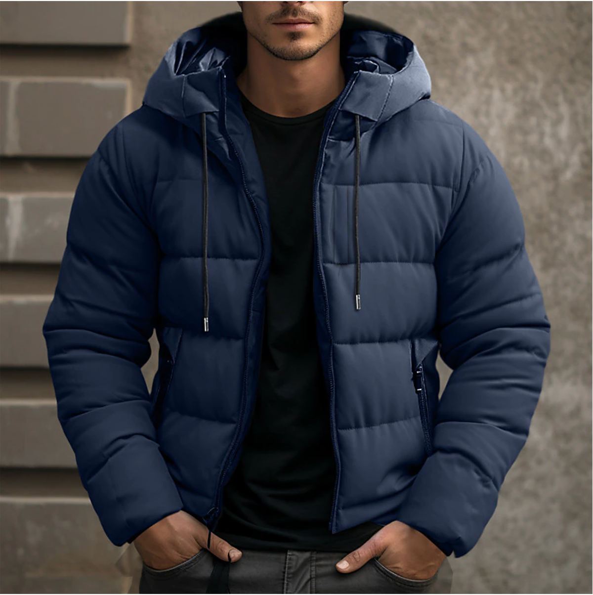 Warm Padded Hooded Mens Coat Jacket
