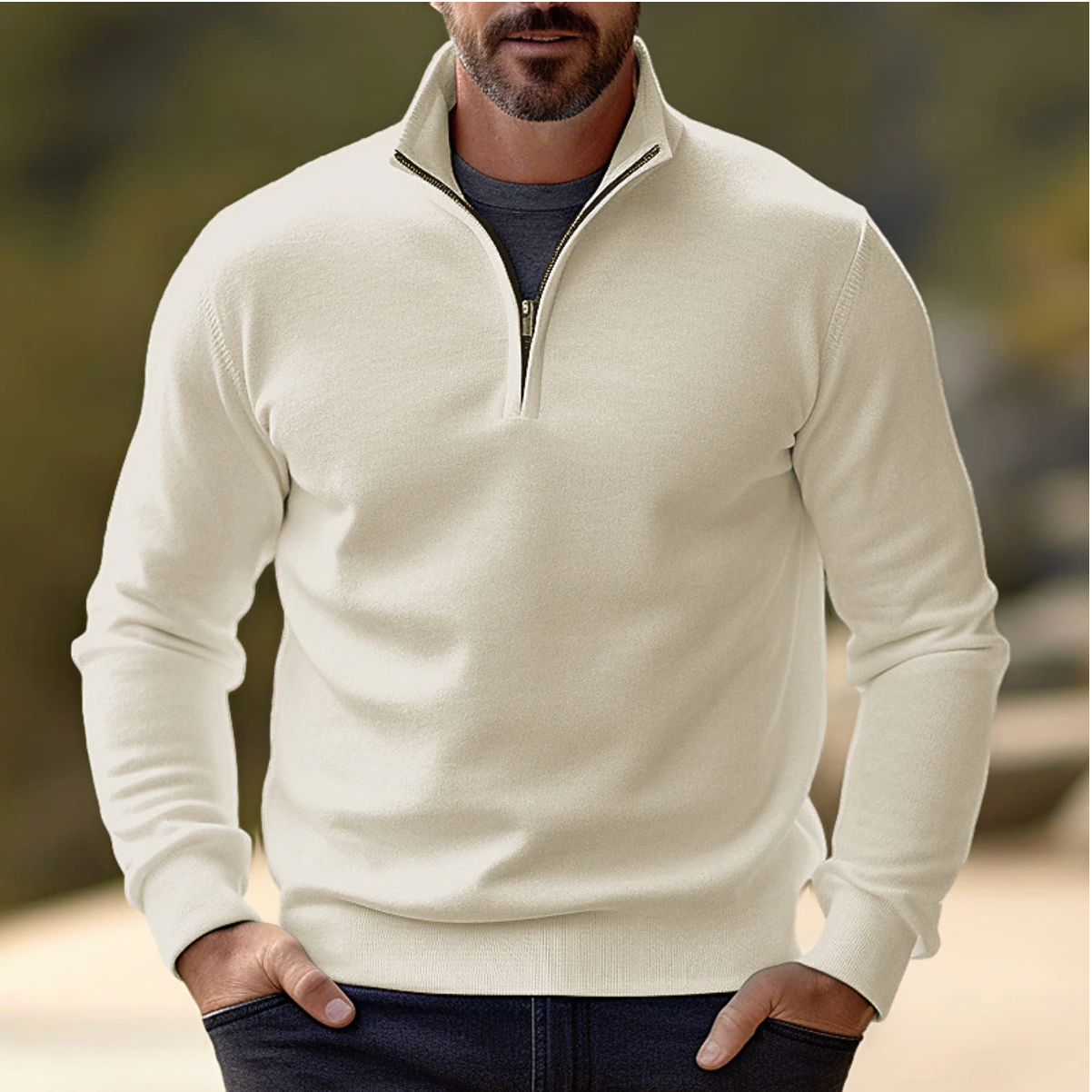 Relaxed Fit Crew Neck Pullover Sweater