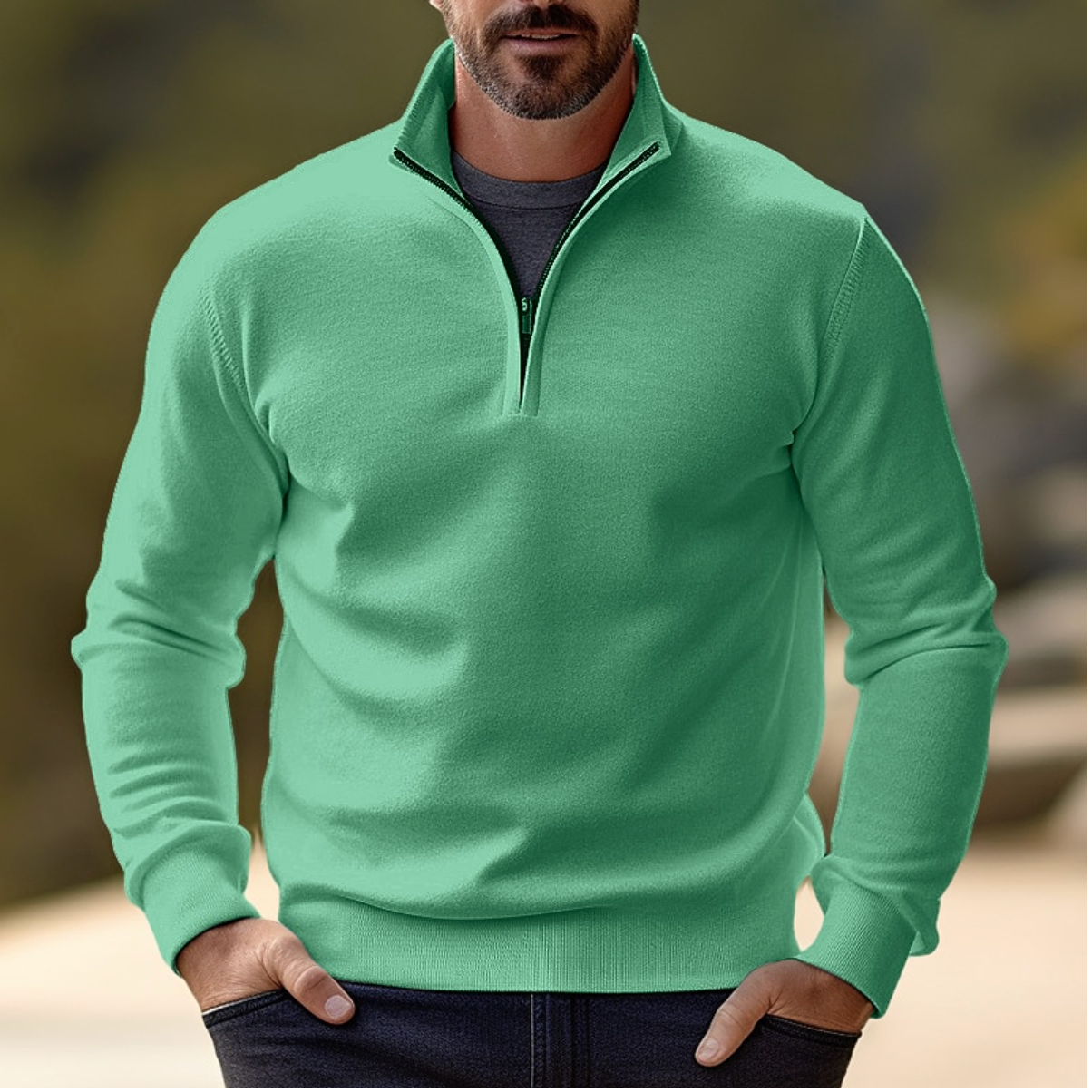 Relaxed Fit Crew Neck Pullover Sweater