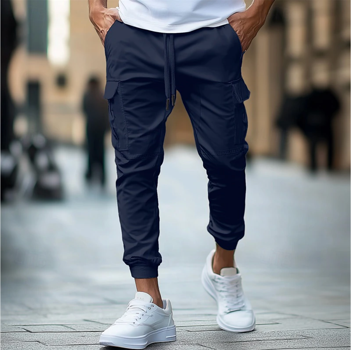Men's Slim Fit Running Pants with Elastic Waist - OutfitLondon
