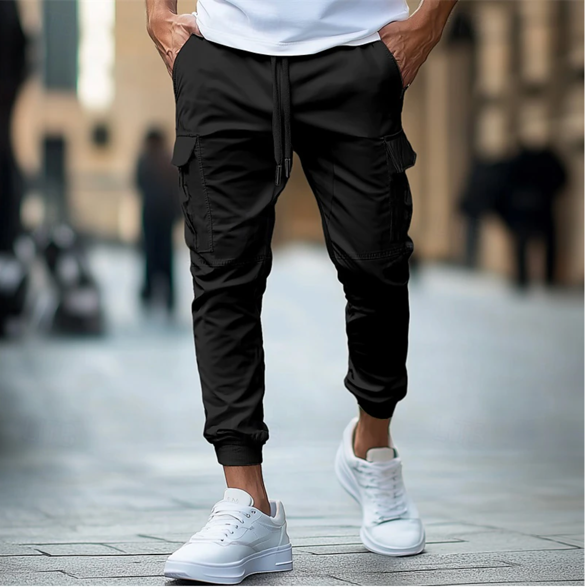 Men's Slim Fit Running Pants with Elastic Waist