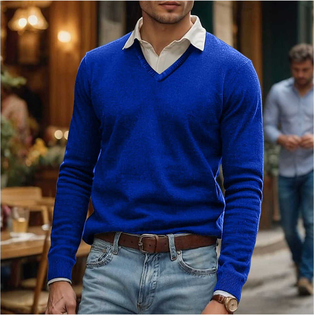 Casual Men's V Neck Pullover Sweater