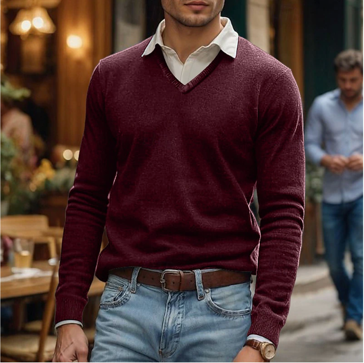Casual Men's V Neck Pullover Sweater