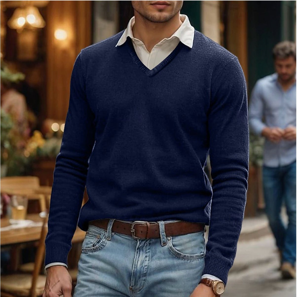 Casual Men's V Neck Pullover Sweater