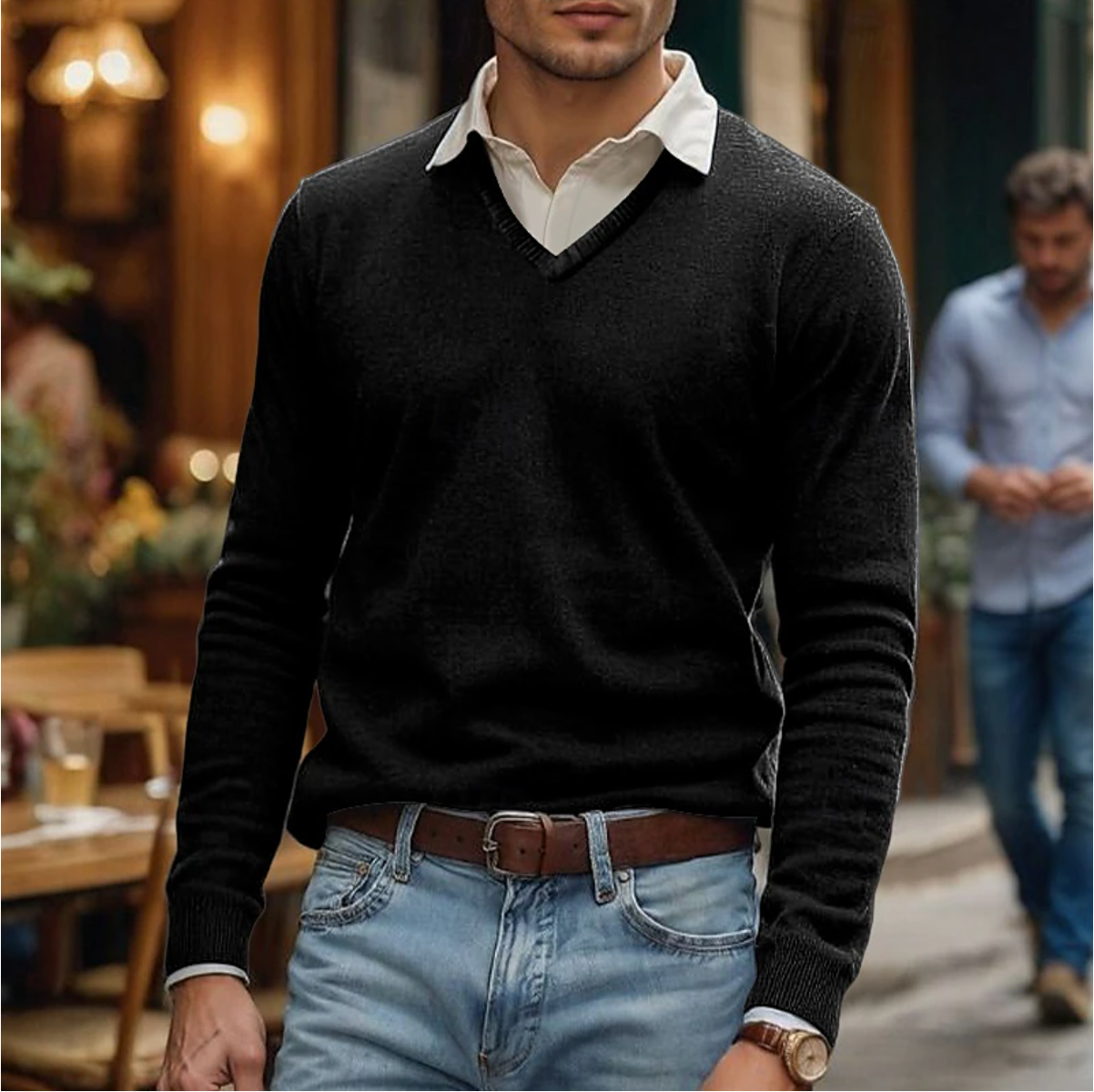 Casual Men's V Neck Pullover Sweater