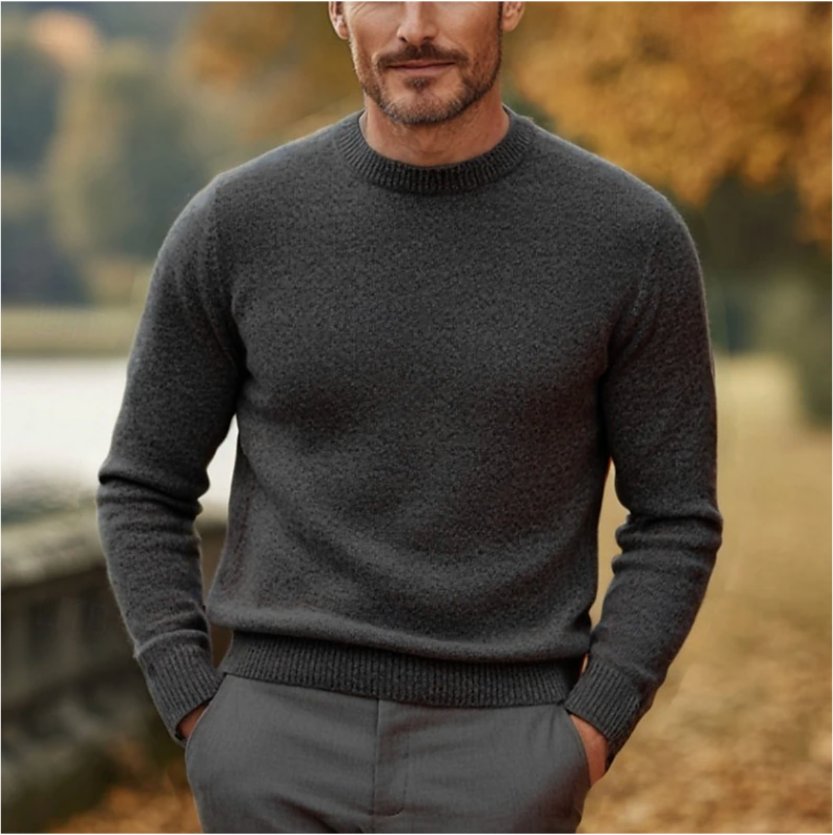 Warm Crew Neck Men's Wool Sweater