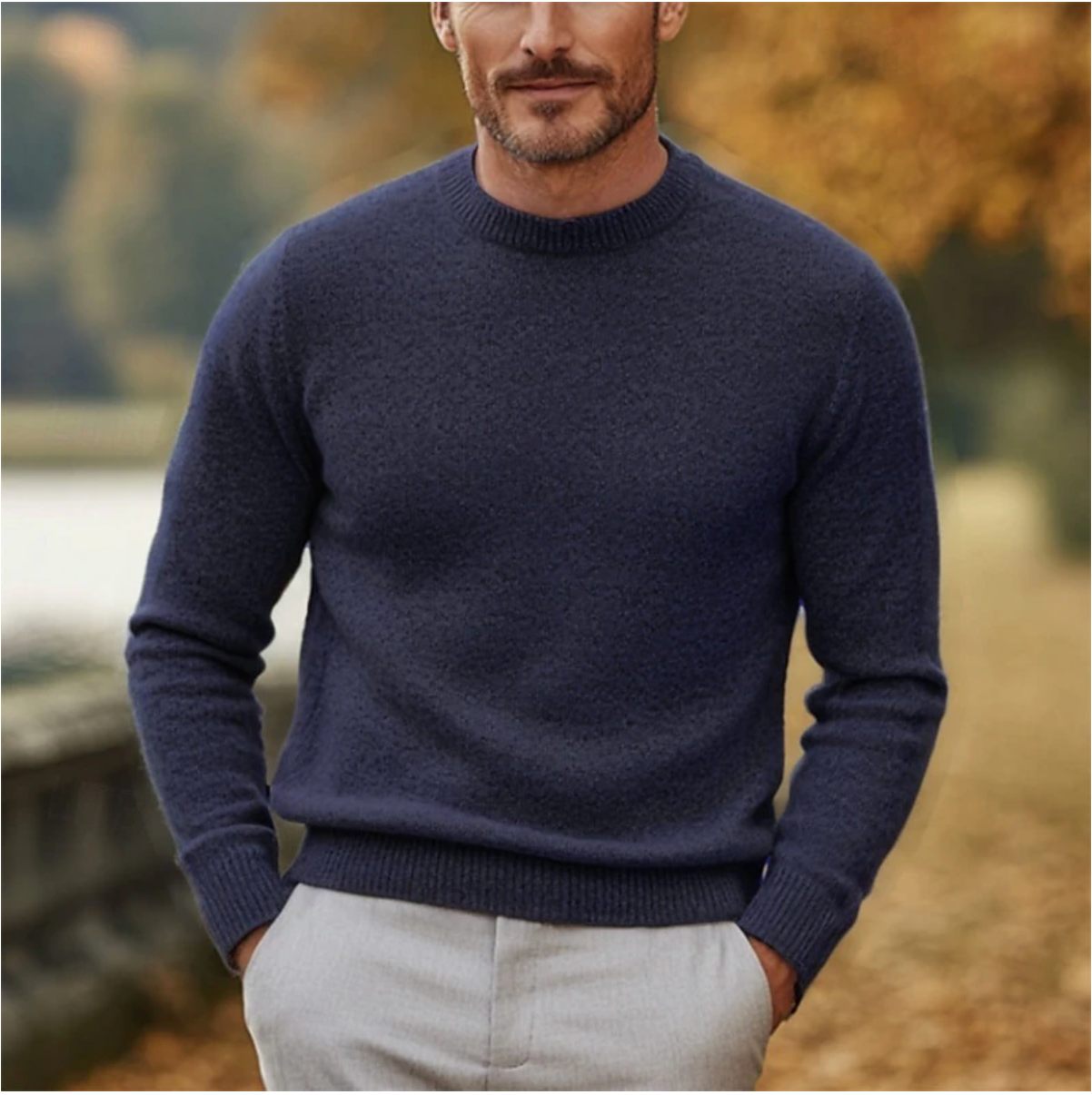 Warm Crew Neck Men's Wool Sweater