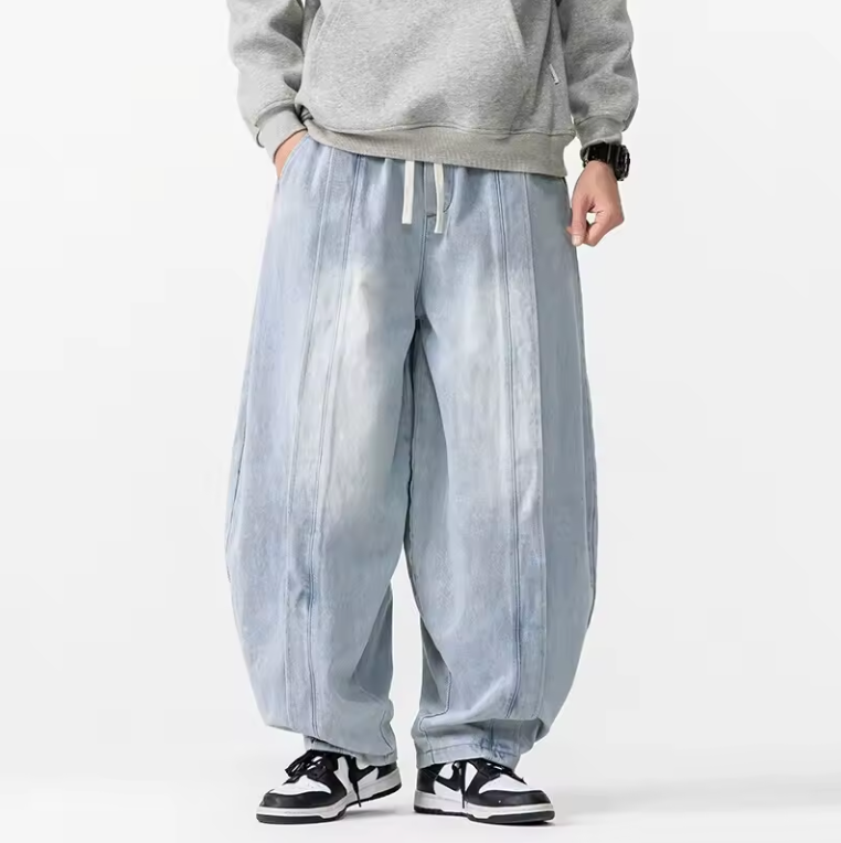 Renzo Women's Wide Leg Denim Pants Relaxed Fit Dark Blue