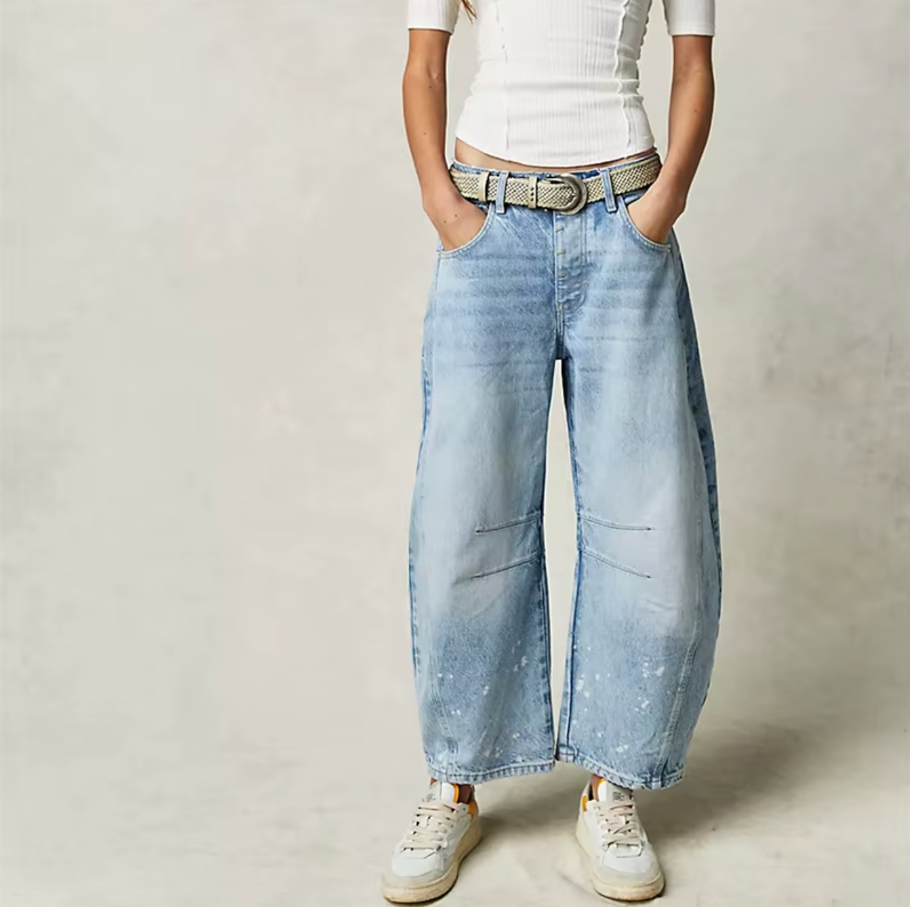 Women's Wide Leg Jeans Breathable Stretch Denim Comfort Blue