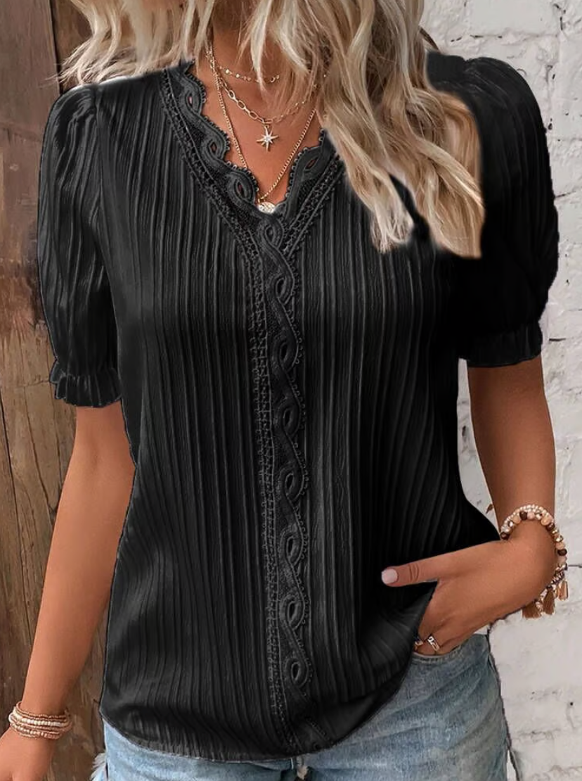 Women's Short Sleeve Lace Blouse