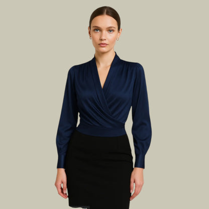 Classic Fit V-Neck Wrap Top - OutfitLondon