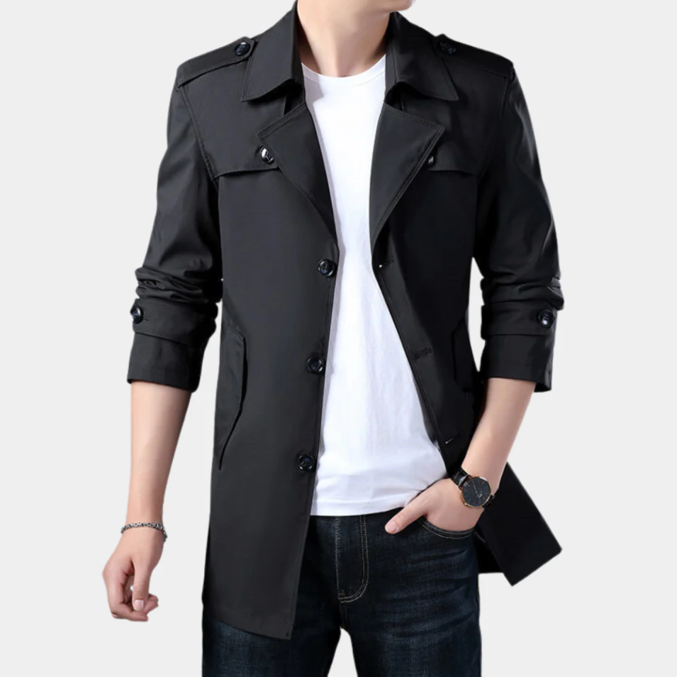 Elegant Mens Classic Trench Coat