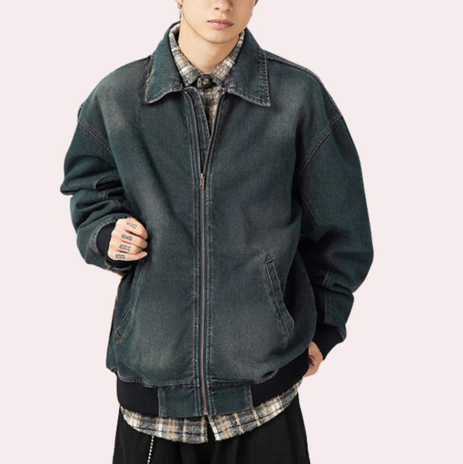 Classic Mens Fashionable Blue Denim Jacket