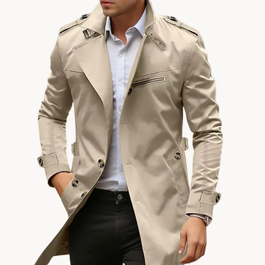 Men's Classic Water Repellent Slim Trench Coat - OutfitLondon