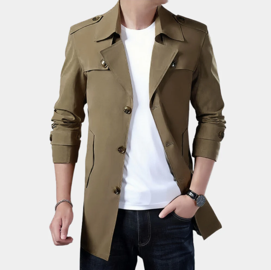 Elegant Mens Classic Trench Coat - OutfitLondon