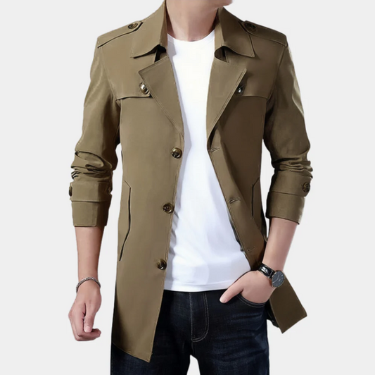 Elegant Mens Classic Trench Coat - OutfitLondon
