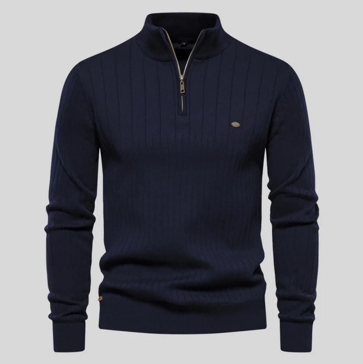 Classic Zip Up Knitted Sweater - OutfitLondon