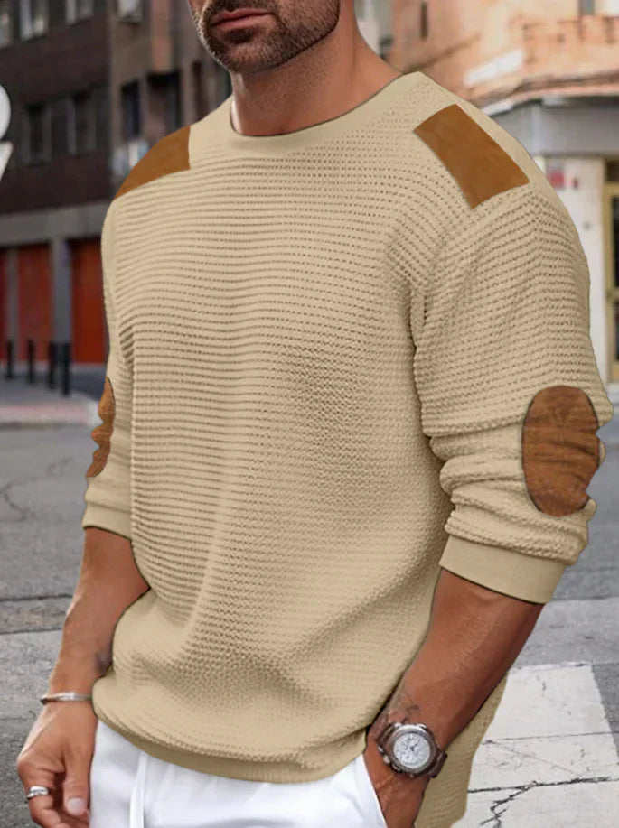 Men's Warm Waffle Pattern Sweater