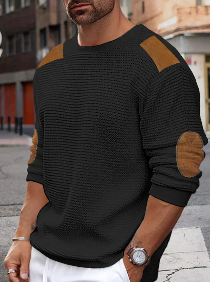 Men's Warm Waffle Pattern Sweater
