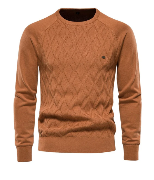 Fitted Textured Crew Neck Sweater