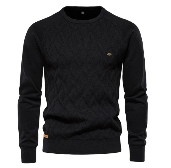 Fitted Textured Crew Neck Sweater