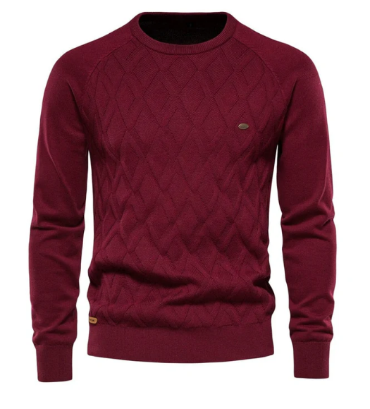 Fitted Textured Crew Neck Sweater