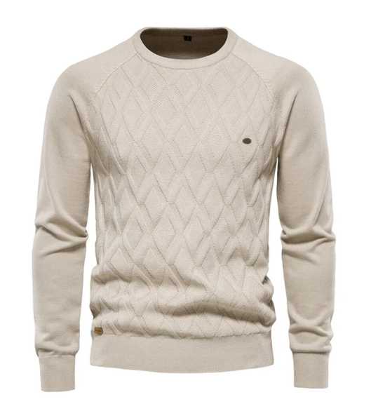 Fitted Textured Crew Neck Sweater