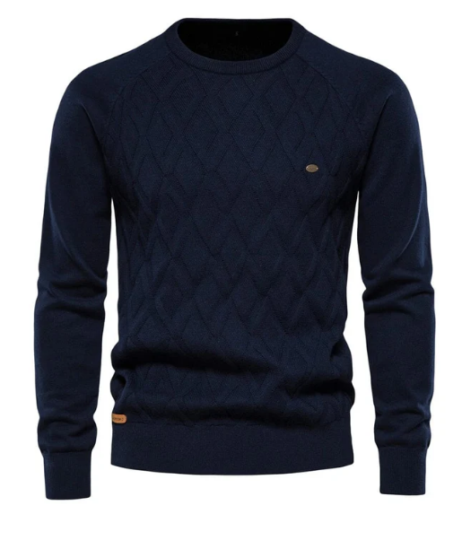 Fitted Textured Crew Neck Sweater - OutfitLondon