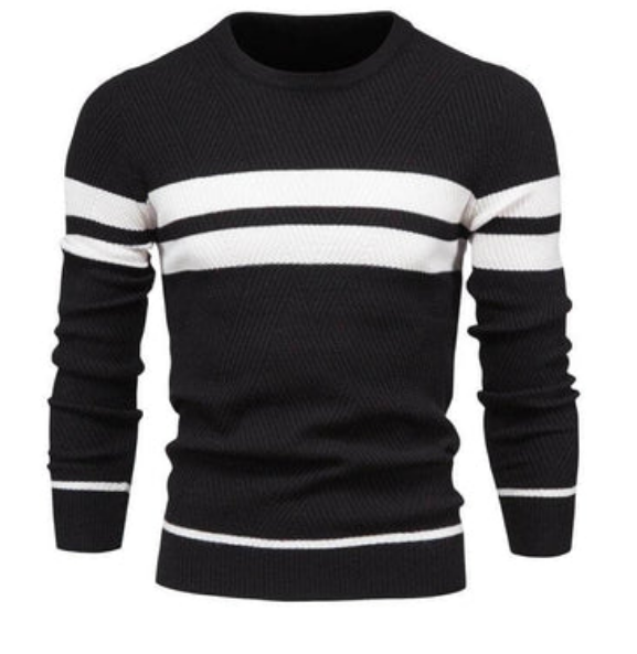 Soft Warm Striped Crew Neck Jumper - OutfitLondon
