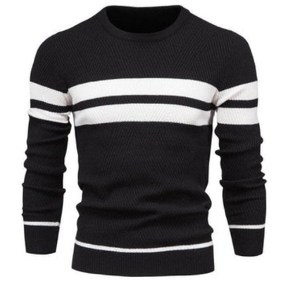 Soft Warm Striped Crew Neck Jumper - OutfitLondon