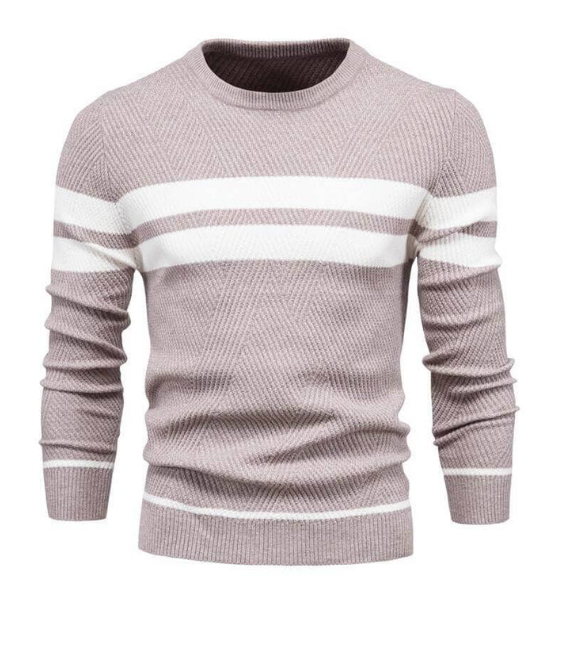 Soft Warm Striped Crew Neck Jumper