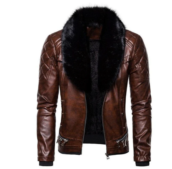 Detachable Collar Biker Leather Jacket
