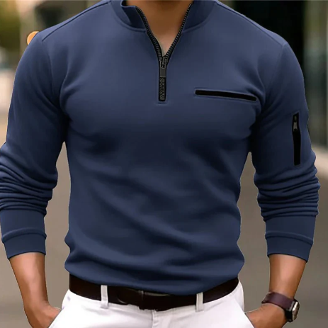 Men's Classic Quarter Zip Polo Shirt - OutfitLondon
