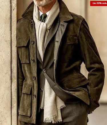 Leather Button Front Mens Jacket - OutfitLondon