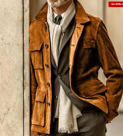Leather Button Front Mens Jacket