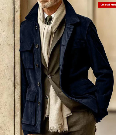 Leather Button Front Mens Jacket