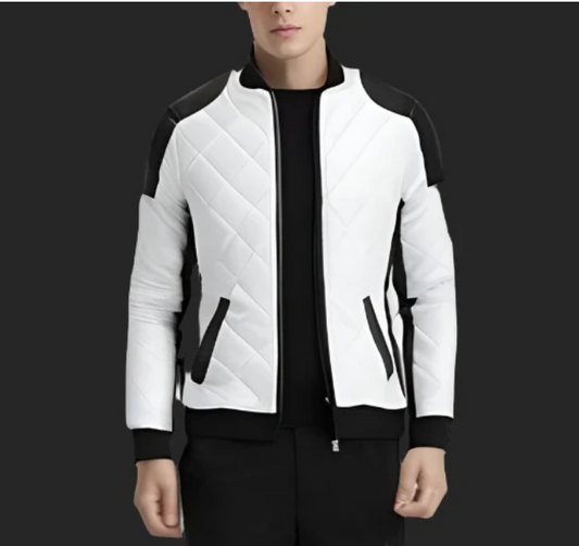 Warm Padded Biker Jacket for Men - OutfitLondon