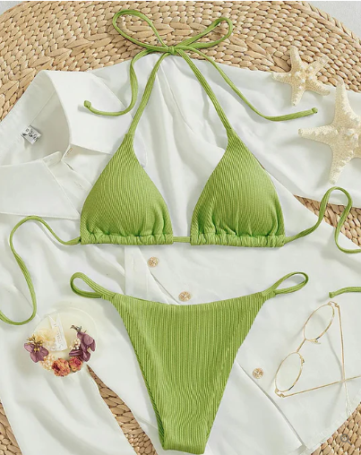 Navy Blue High Waist V Neck Swimsuit