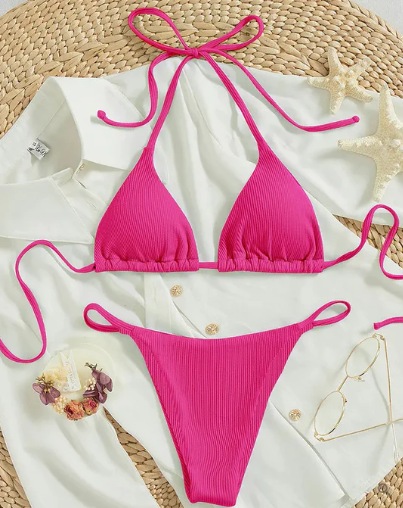 Navy Blue High Waist V Neck Swimsuit