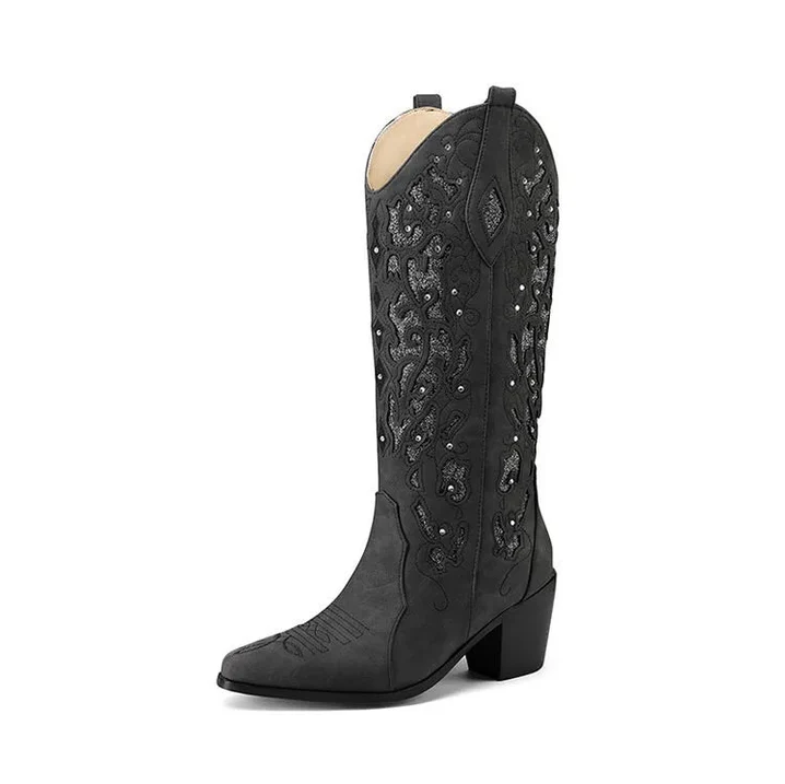 Stylish Western Low Heel Ankle Boots