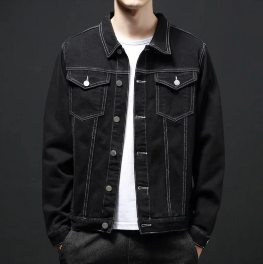 Men's Classic Blue Denim Winter Coat - OutfitLondon