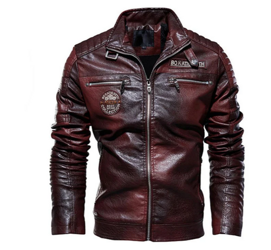Rugged Distressed Leather Biker Jacket - OutfitLondon