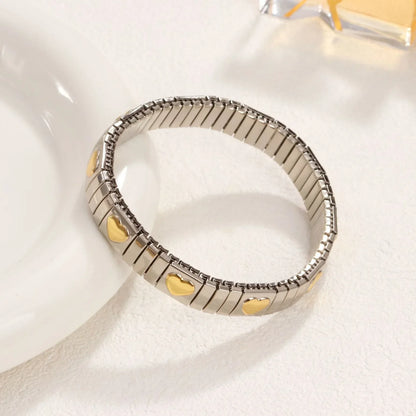 Pink Gold Plated Heart Stretch Bracelet