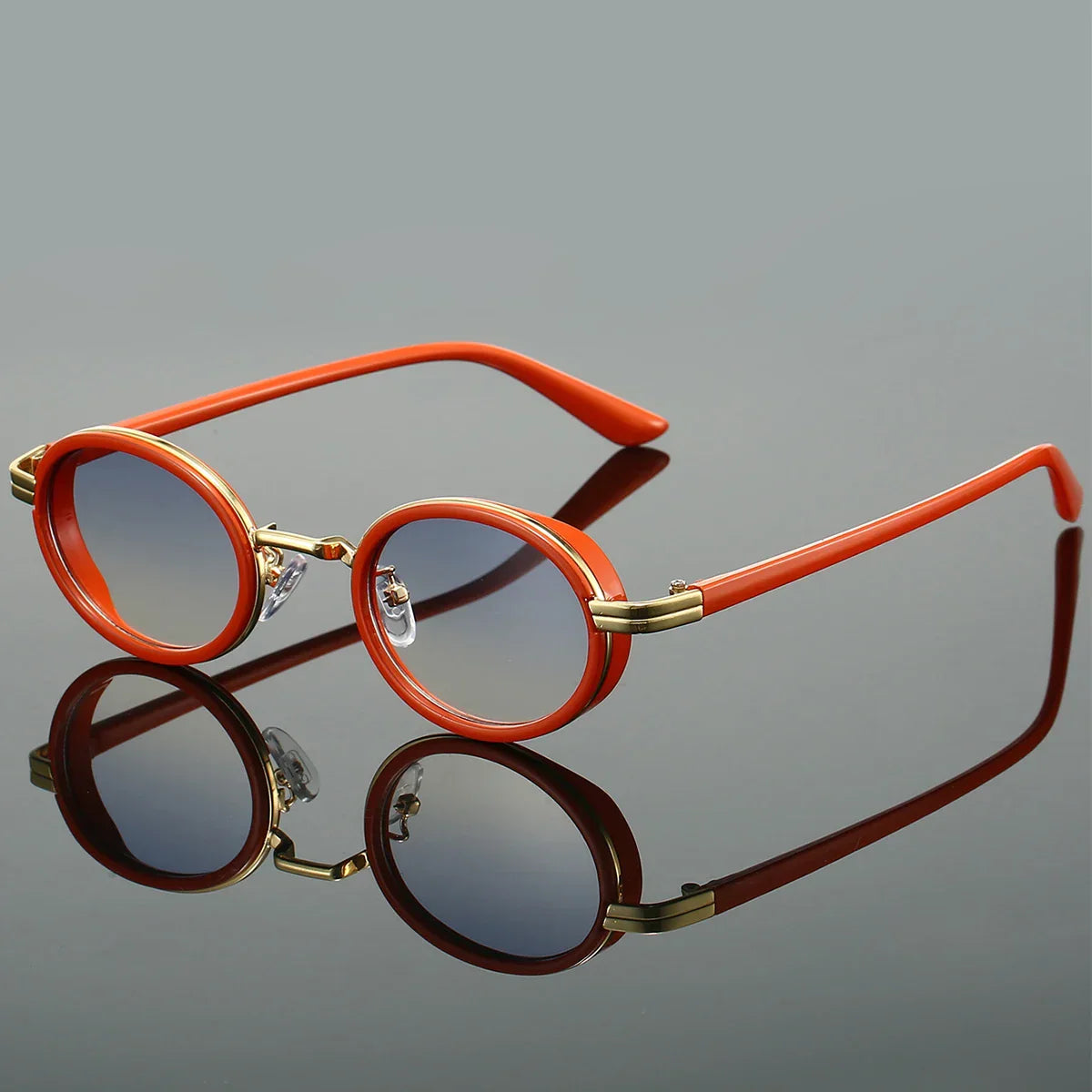 Classic Oval Shades Gold Accent Lenses - OutfitLondon