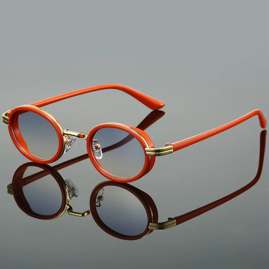 Classic Oval Shades Gold Accent Lenses - OutfitLondon