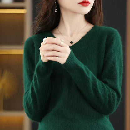 Soft Cashmere V Neck Sweater For Women Fit
