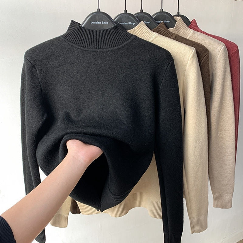 Soft Warm Cable Turtleneck Sweater - OutfitLondon