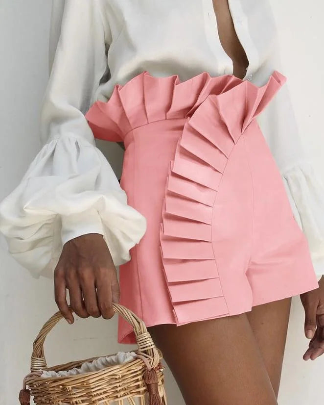 Women's High-Waist Pleated Shorts