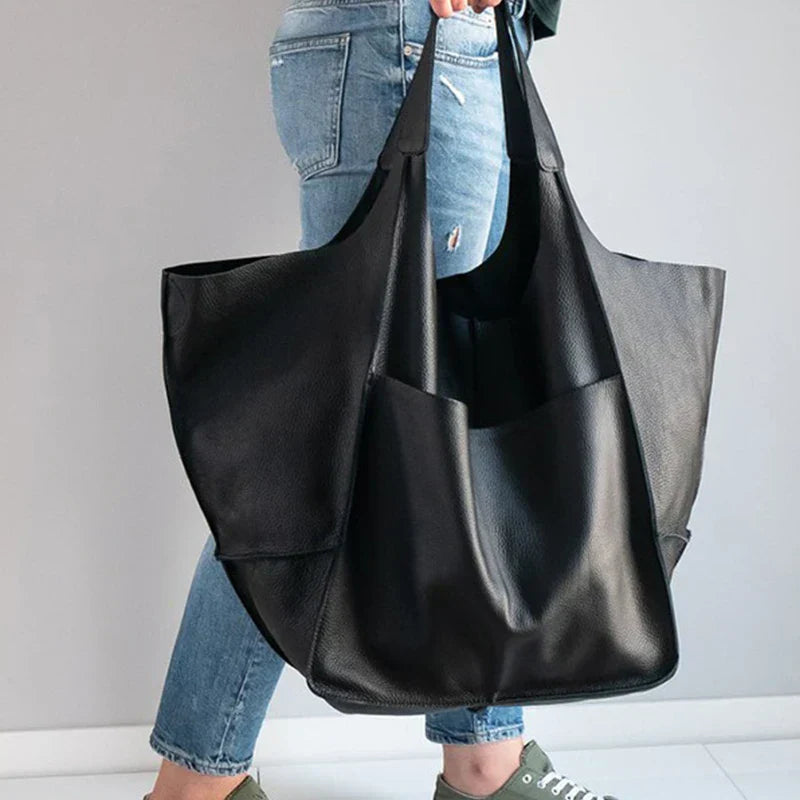 OutfitLondon Leather Tote Bag Spacious With Deep Pockets - OutfitLondon