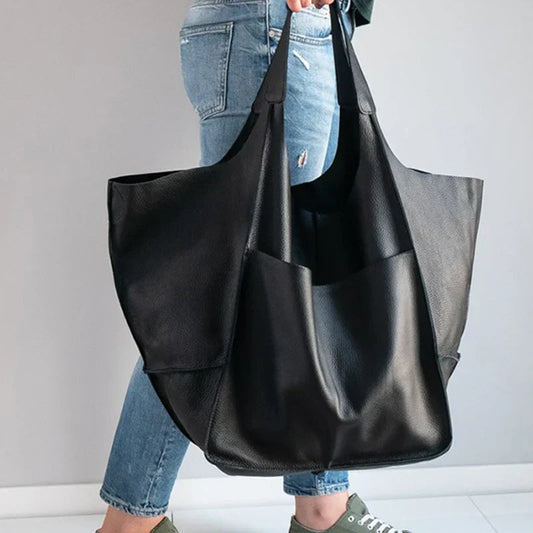 OutfitLondon Leather Tote Bag Spacious With Deep Pockets - OutfitLondon